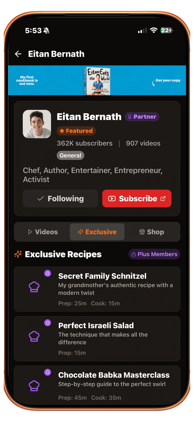 Exclusive creator recipes